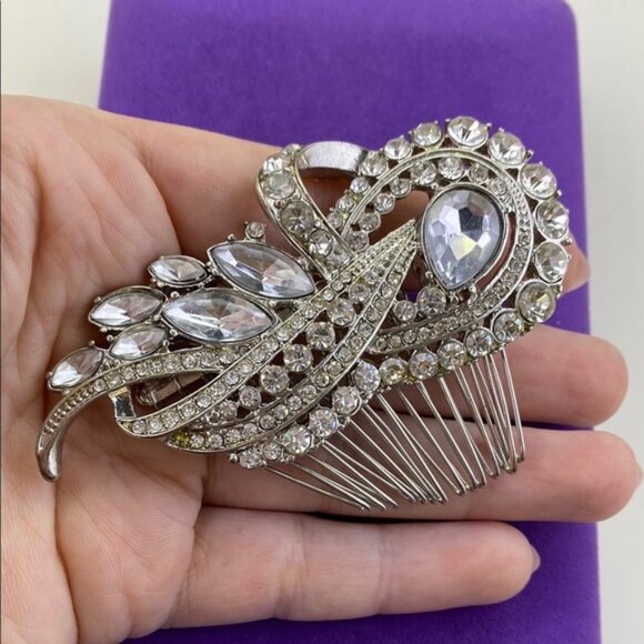 Accessories - Elegant Silver Rhinestone Wedding Hair Comb